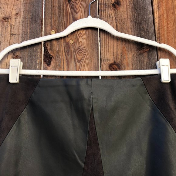 Catherine Malandrino Brown Faux Leather and Suede Skirt 12 - Picture 3 of 9